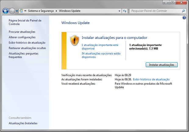Mantendo o Windows atualizado com o Windows Update (Foto: Reprodução/Edivaldo Brito)