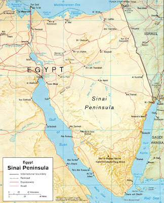 Meditation und Wandern in der Wüste Sinai: Karte der Sinai-Halbinsel