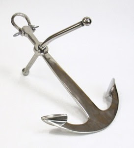 Nautical Aluminum SHIP's Anchor 25" Chrome Finish Table Top Marine
