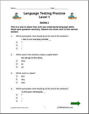language arts assessment 1st grade