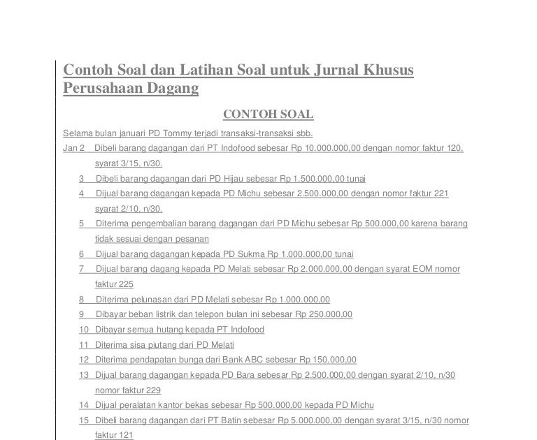 Contoh Soal Dan Jawaban Jurnal Khusus Penerimaan Kas - Online Class