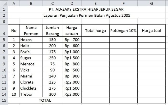 10 Contoh Soal Tentang Microsoft Excel