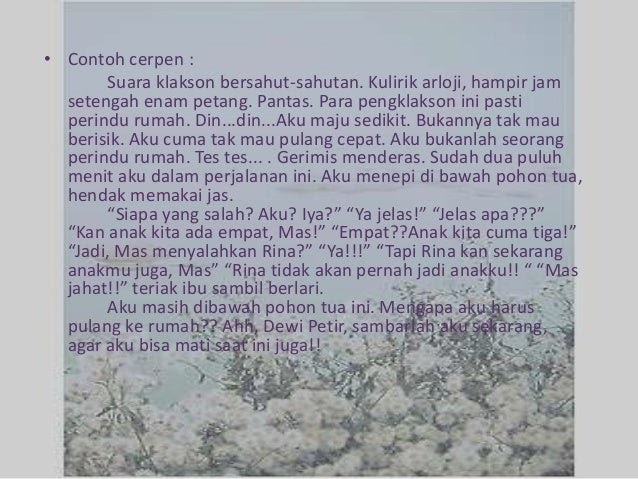 Contoh Cerpen Alur Mundur Rasmi L