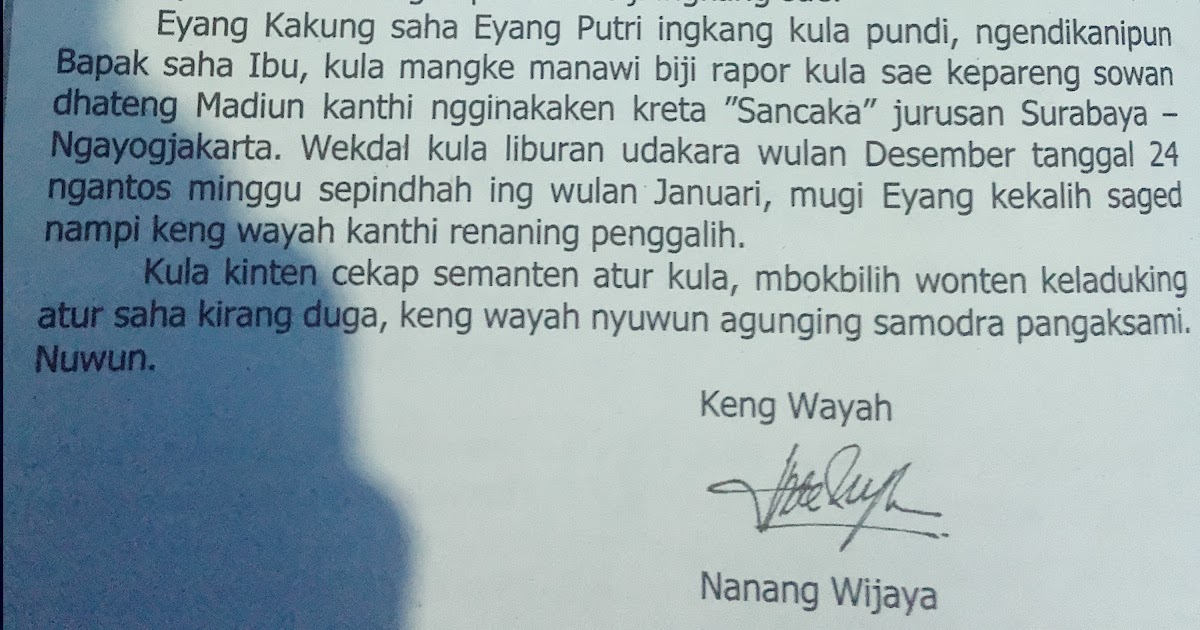 Contoh Layang Bahasa Jawa Kanggo Wong Tua Nurma Edu