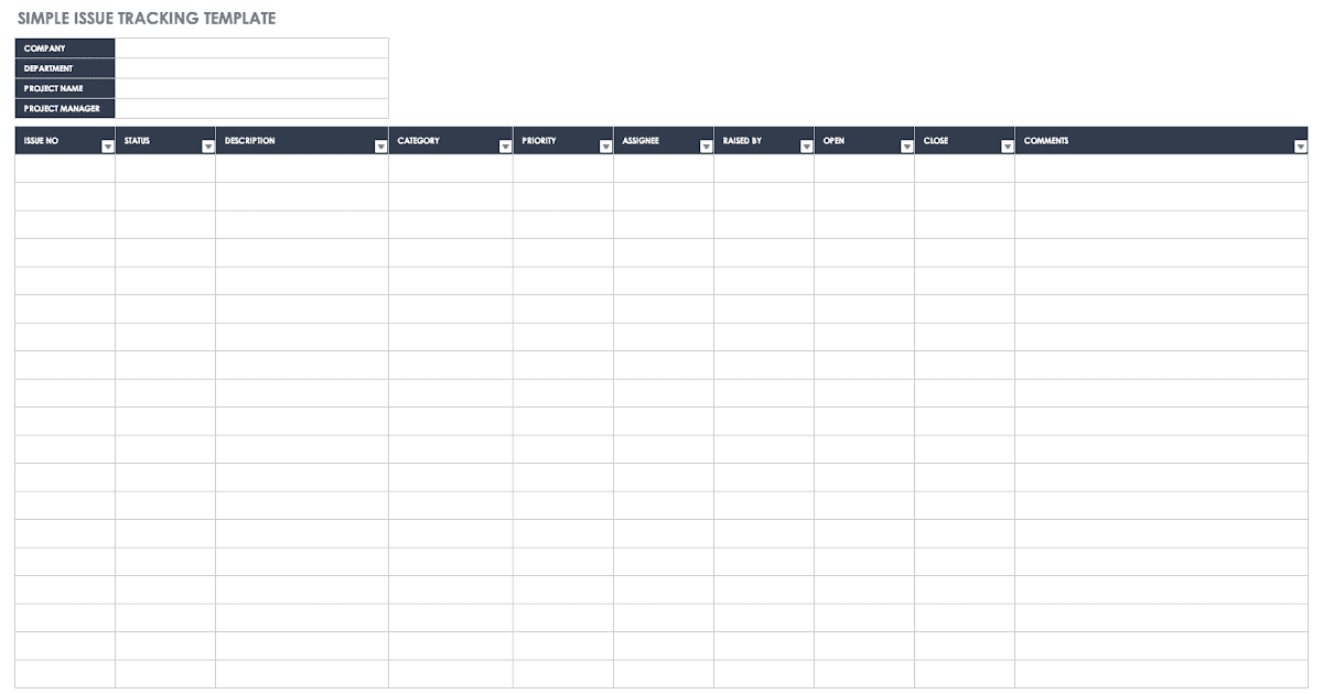 Issue Tracker Template Xls