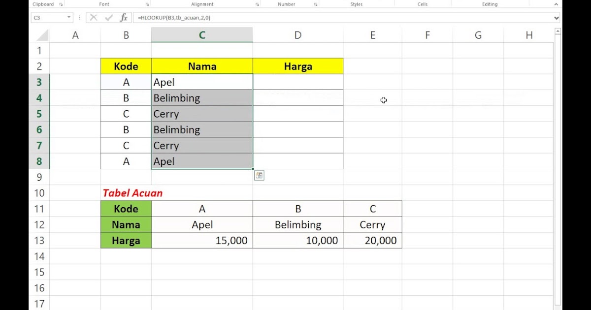 Contoh Soal Vlookup Dan Hlookup Excel 2007