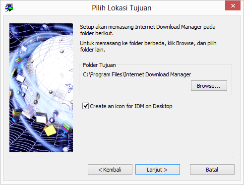 pilih lokasi instalasi