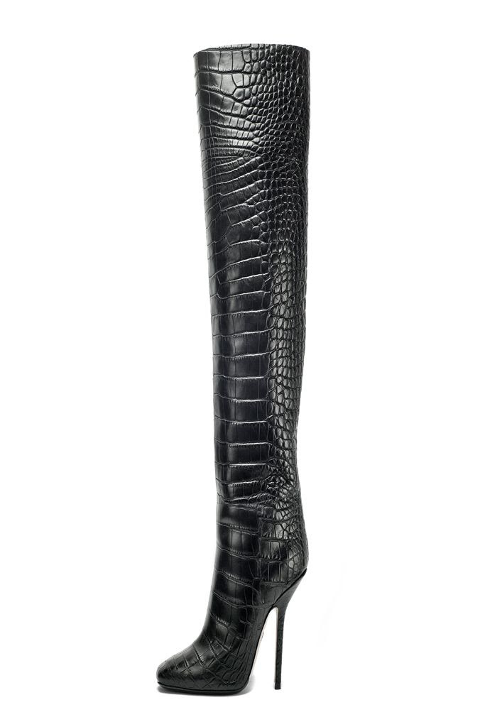 Emilio Pucci Black High Fashion Heeled Phyton Boots Fall Winter 2012 #Shoes #Heels