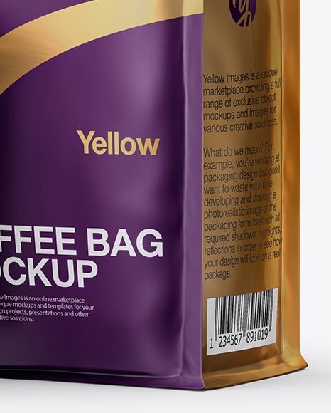 Matte Pouch Coffee Cup Mockup Matte Bag With Kraft Coffee Cup Mockup Half Side View In