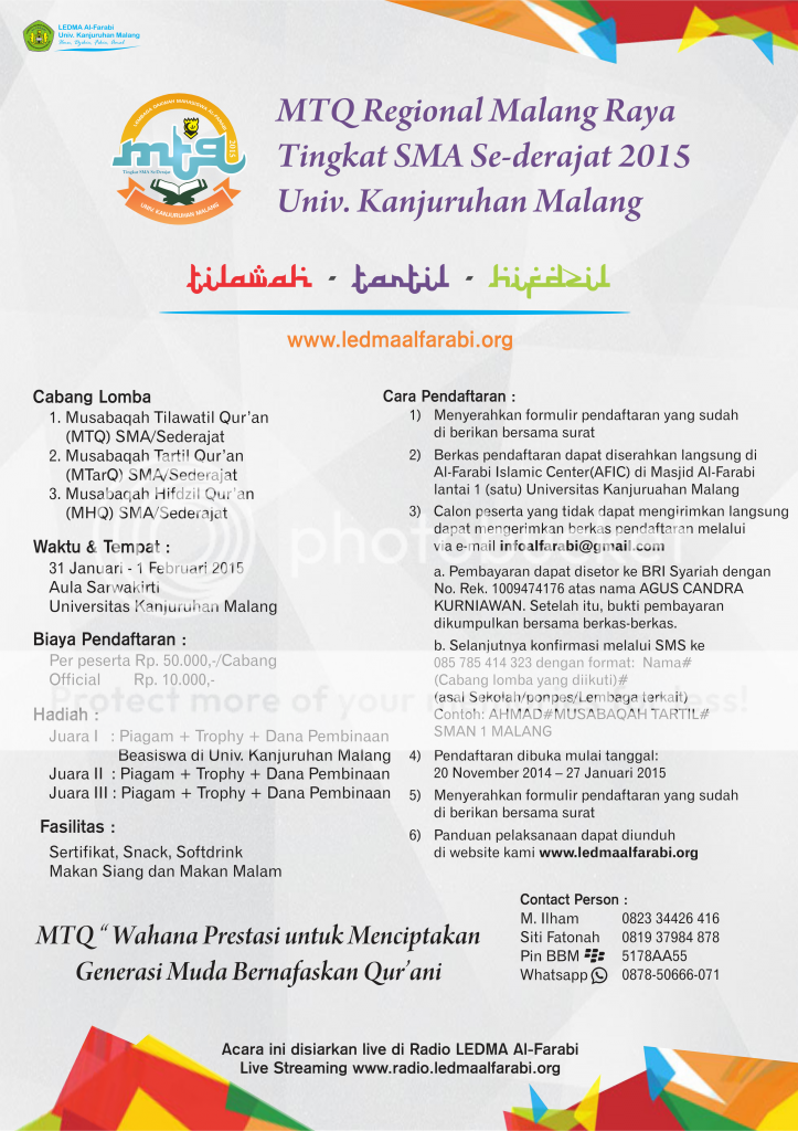 Brosur MTQ Regional Malang Raya 2015