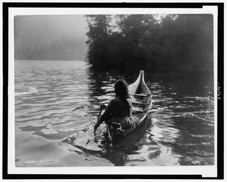 Description of  Title: Into the shadow--Clayoquot.  <br />Date Created/Published: c1910.  <br />Photograph by Edward S. Curtis, Curtis (Edward S.) Collection, Library of Congress Prints and Photographs Division Washington, D.C.