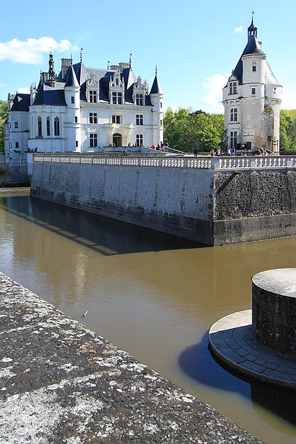 The moats around the Château de Chenonceau in the Loire Valley, France.