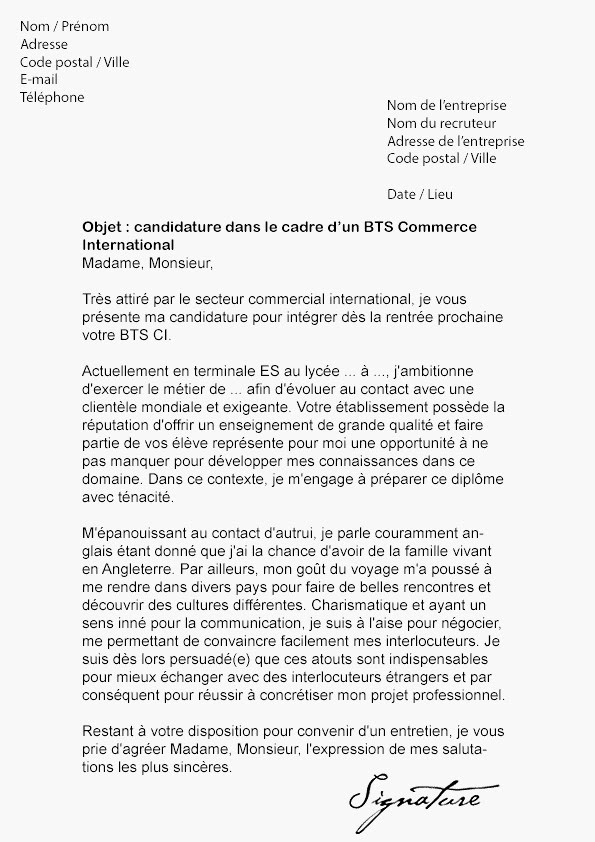 Exemple Lettre De Motivation Bts Alternance Logistique Perodua r