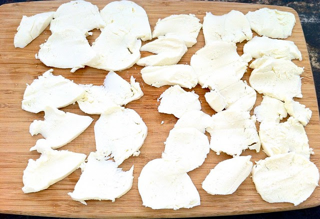 Sliced Mozzarella Cheese on Board
