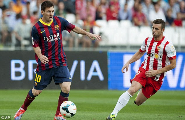 Missing: Messi is out for three weeks with a hamstring problem, picked up in Barcelona's win at Almeria