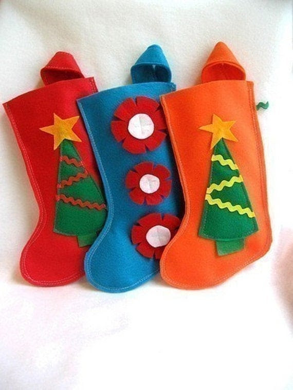 one rikrak eco friendly felt stocking in fun bright colors