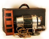 Vintage Stereopticon Projector with Large Trunk Case and Glass Plate Holder - BrassLens