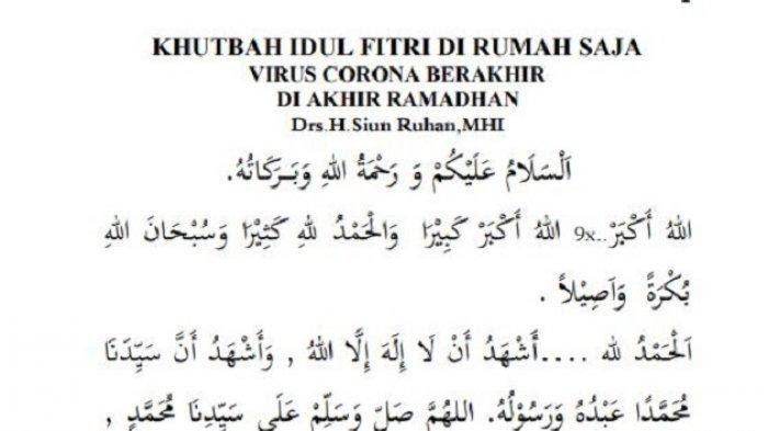 Khutbah Hari Raya Idul Fitri Contoh Naskah Khutbah Idul