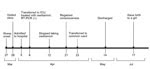 Thumbnail of Clinical timeline for a pregnant woman infected with avian influenza A(H7N9) virus, China, 2013. ICU, intensive care unit; RT-PCR, reverse transcription PCR.