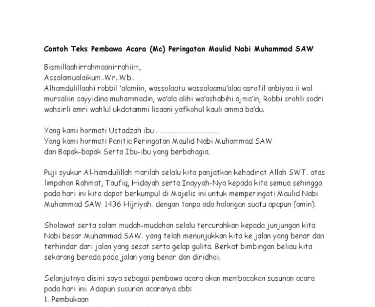 Kumpulan Teks Pembawa Acara Diba'an Bahasa Jawa Terbaru