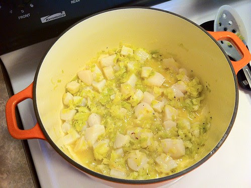 Scallops Added to Leeks