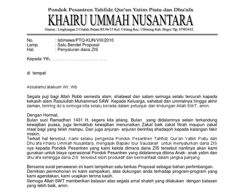 Contoh Surat Himbauan Zakat