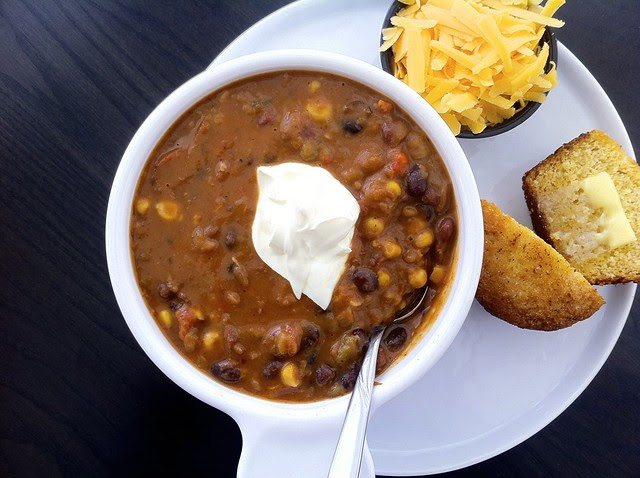 Three Bean Chile with Smoked Andouille