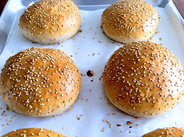Homemade Hamburger Buns Closeup