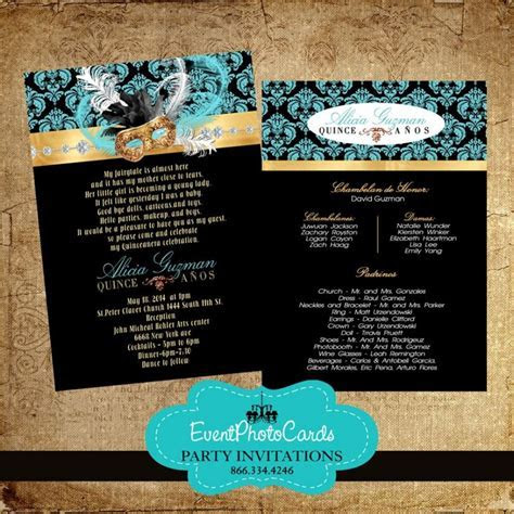 Masquerade Teal Green Sweet Fifteen Invitations, Quinceanera Masquerade Teal Green Sweet Fifteen Invitations, Quinceanera