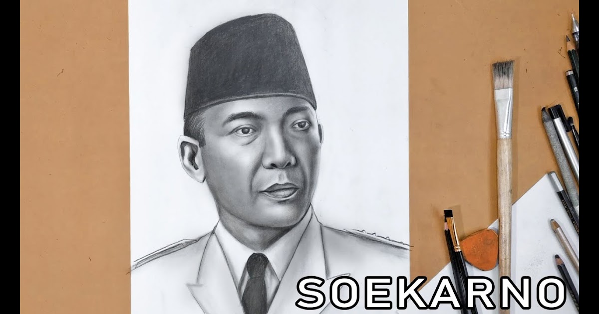 Gambar Sketsa Wajah Presiden Soekarno - Contoh Sketsa Gambar