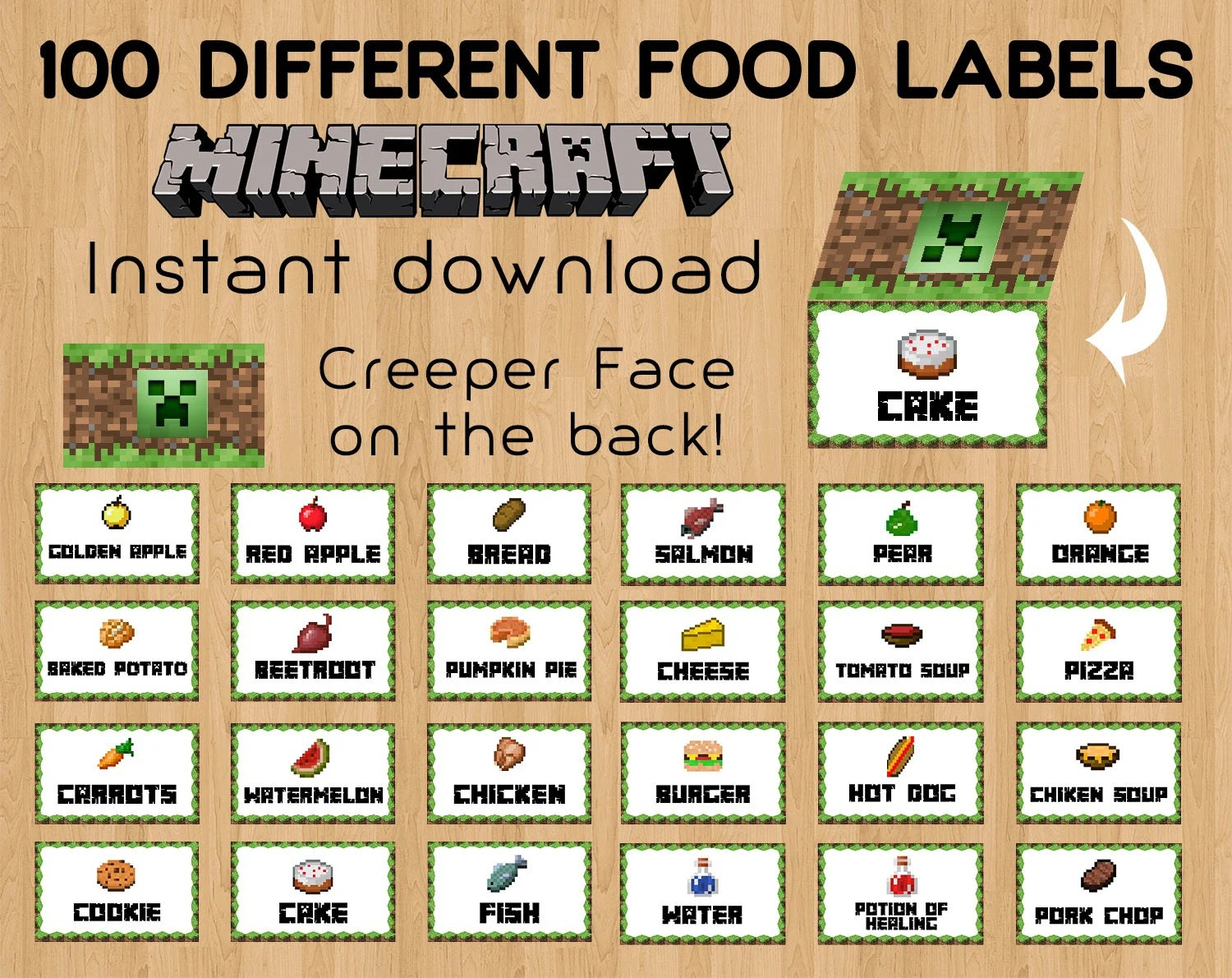 Free Printable Minecraft Food Labels