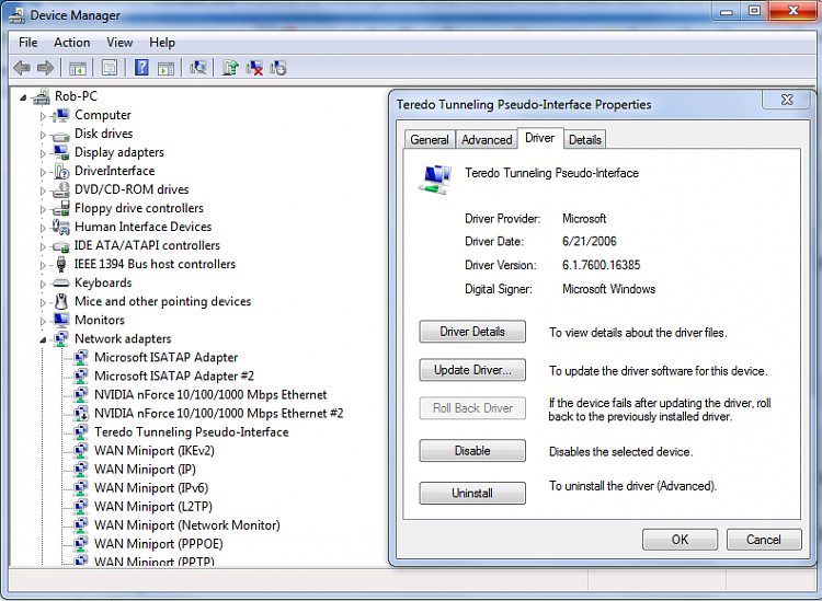 download driver teredo tunneling pseudo Interface windows 7