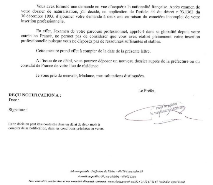 Document modèle Demande de nationalité française par décret