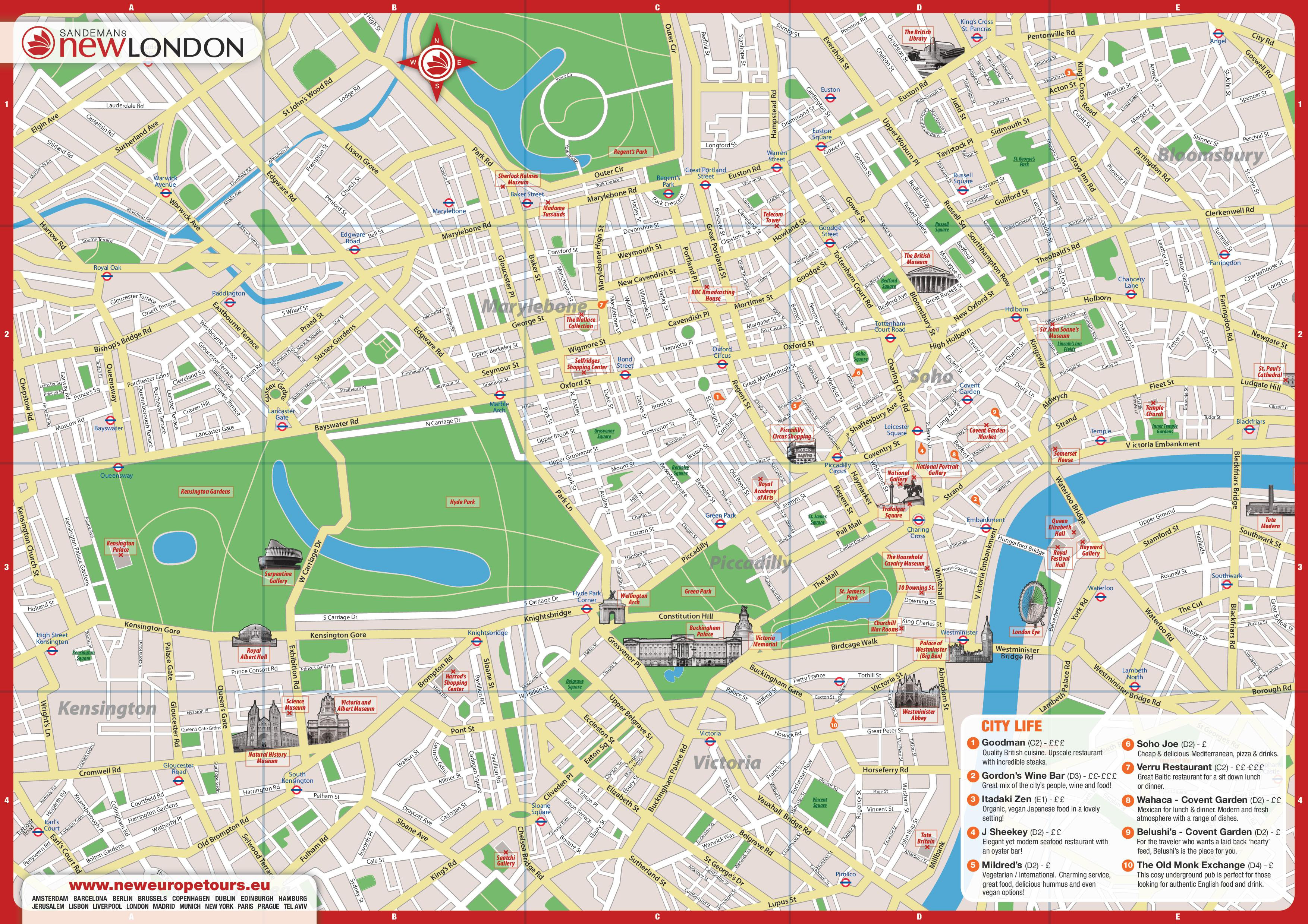 Printable London Tourist Map