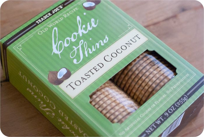 trader joe's toasted coconut cookie thins review : from the weekly TJ's dessert review series from bakeat350.blogspot.com