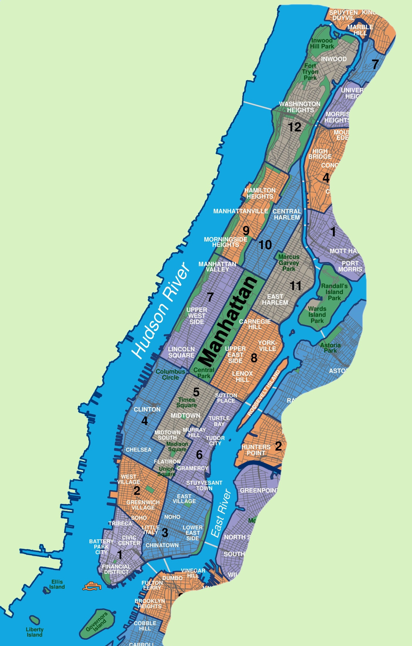 Manhattan On A Map Tourist Map Of English