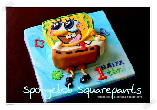 ** DAPUR SOLIA ** Spongebob Squarepants Cake for Naifa's 1st Birthday