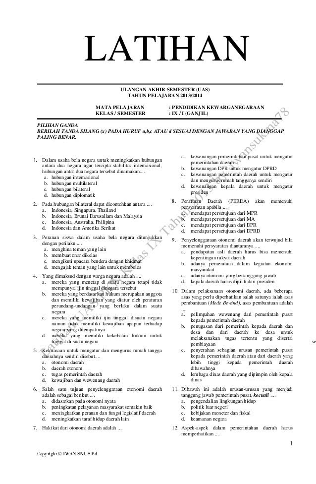 Soal Pilihan Ganda Penjas Smp Kelas 9 Format Beesmart