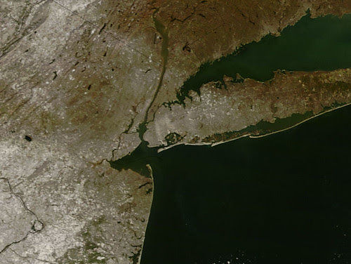 Satellie view of the first snow in the NYC area