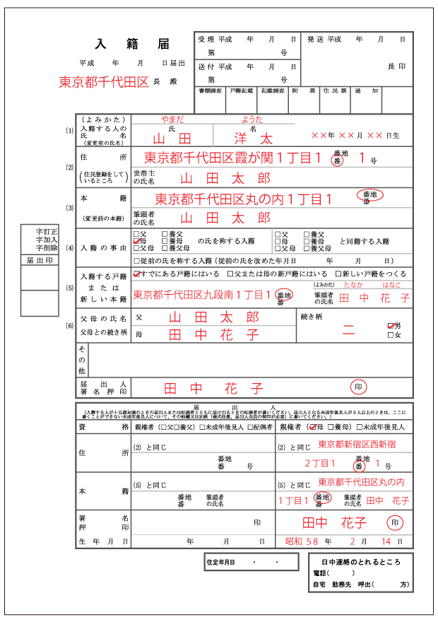 入籍 母の氏を称する