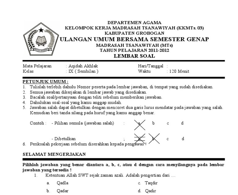 Jawaban Lks Aqidah Akhlak Kelas 5 Semester 2 Kurikulum 2013 - Bank Soalku