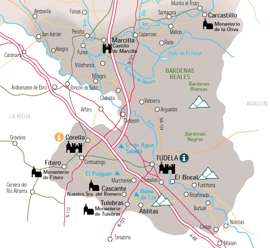 Mapa de la Ribera de Navarra - Turismo en Navarra
