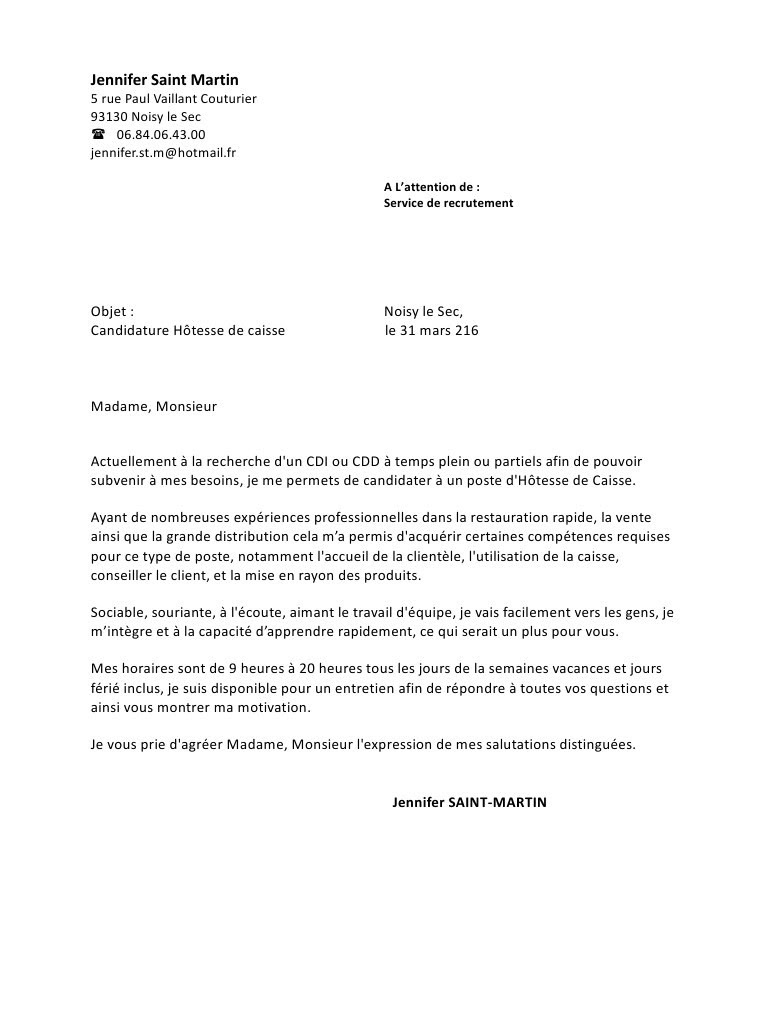 Lettre De Motivation Agent D'accueil DÃ©butant  Soalan 0