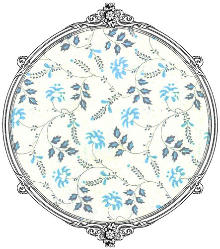 11a BOLD antique blue painted wallpaper flowers - free printable digital patterned paper SAMPLE
