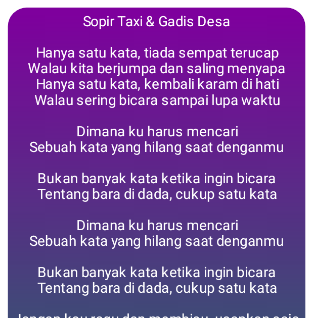 Lirik Lagu Biarkanlah Kata Sayang Kan Selalu Terucap