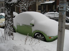 Snow covered car