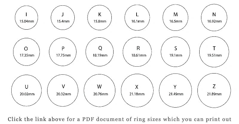 Mens Ring Sizes Uk Chart