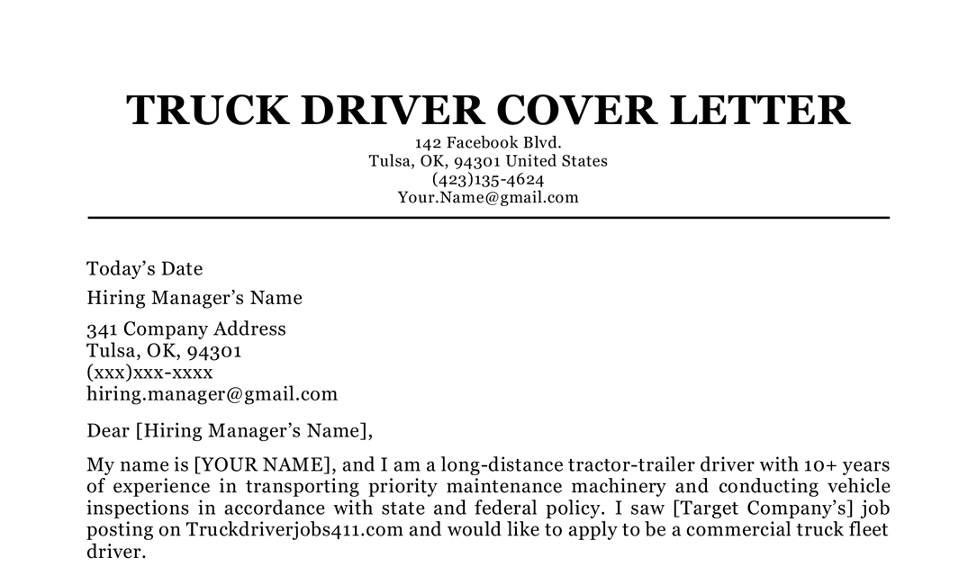 how to write an application letter driver