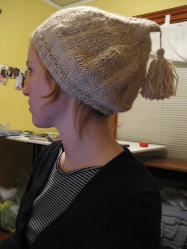 "le slouch" turned "le elf" with tassel