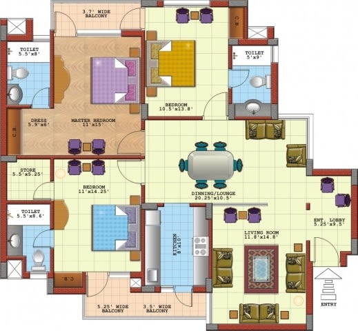 55+ 3 Bedroom Flat House Plan In Nigeria